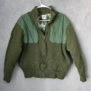 Southern Proper Sweater Men Medium Green Full Zip Jacket Wool Blend Knit Hunting